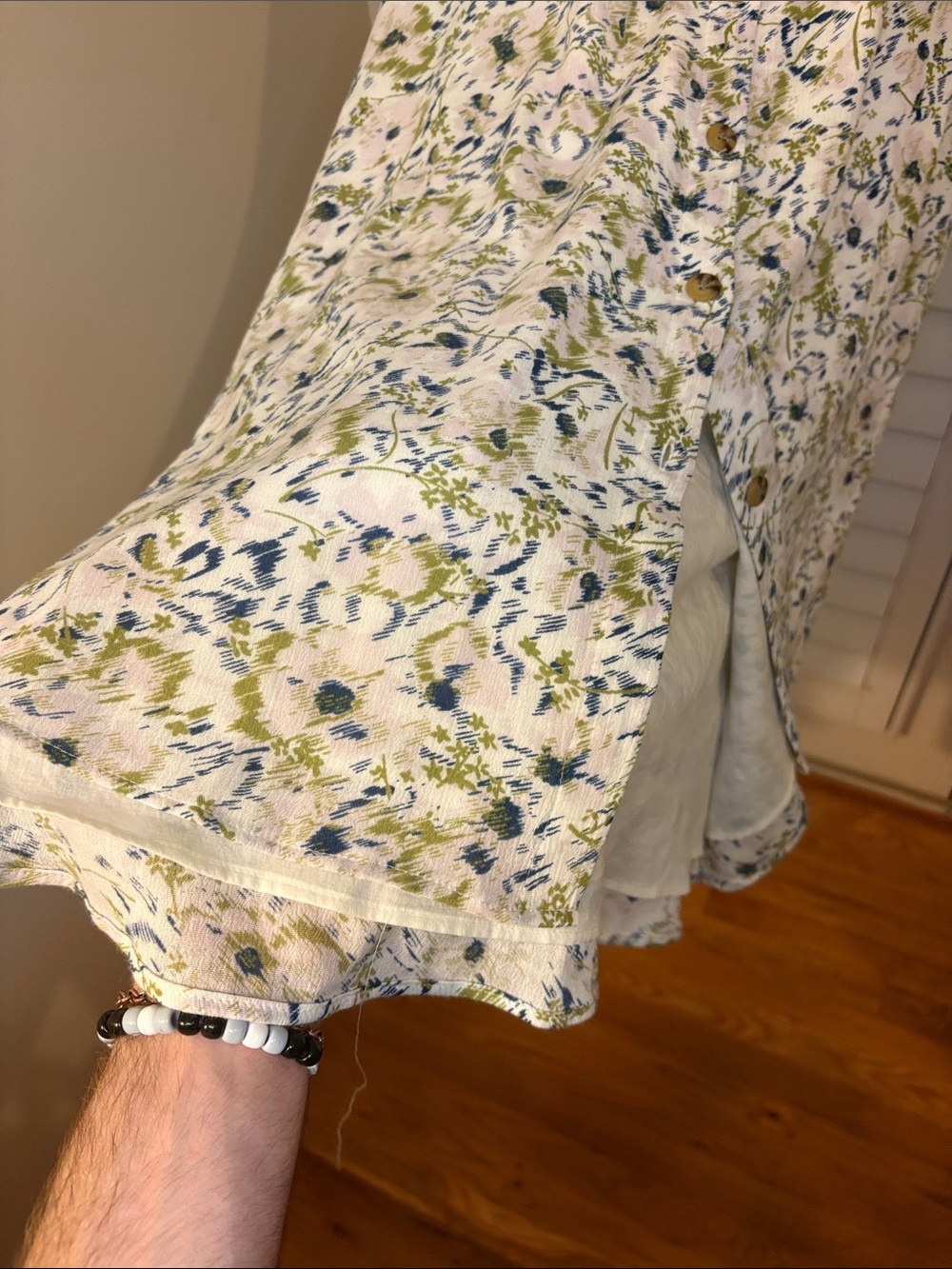 Nordstrom Rack White Sleeveless Maxi Dress with Green & Blue Floral Print XL - Picture 4 of 6